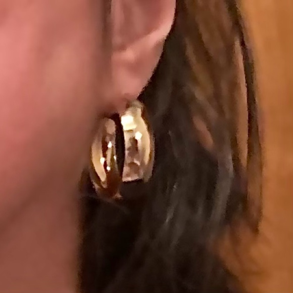 Vintage Wide Band Gold Hoop Earrings
